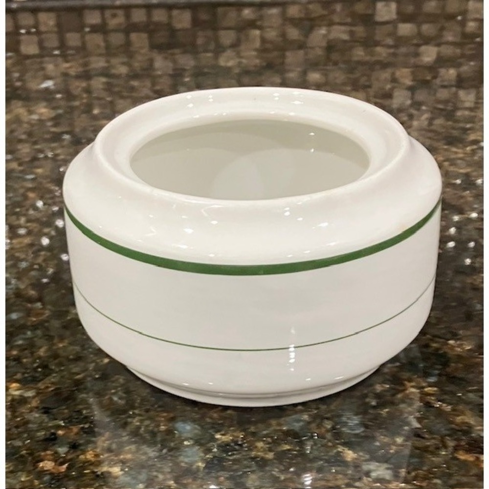 Vintage Restaurant Ware SHENANGO CHINA Sugar Bowl Green Stripe "AS IS NO LID"